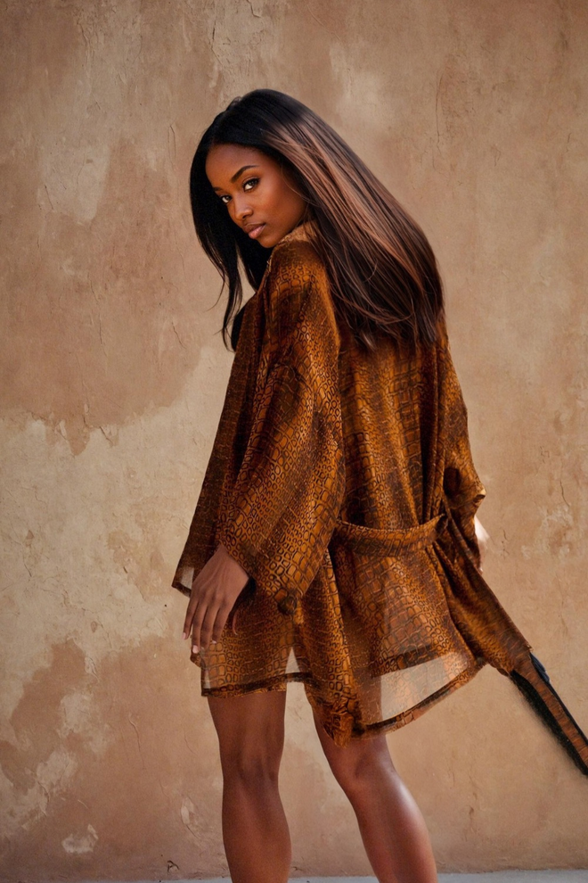 100% JEDWABNE KIMONO PLAŻOWE 'LET'S GO TO KENYA'