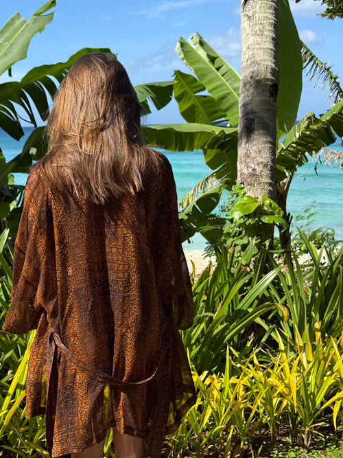 100% SILK BEACH KIMONO 'LET'S GO TO KENYA'