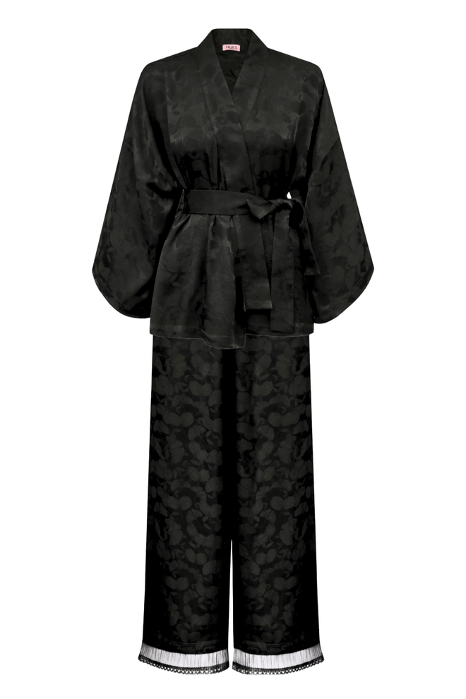 SET ‚GINGKO NOIR’ KIMONO I SPODNIE Z WISKOZY
