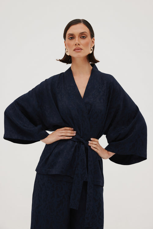 KRÓTKIE KIMONO Z WISKOZY — ‘MINUIT’