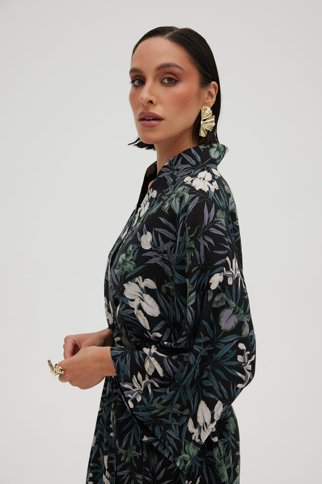 KIMONO Z WŁOSKIEJ WISKOZY W KWIATY — ‘SUMATRA’