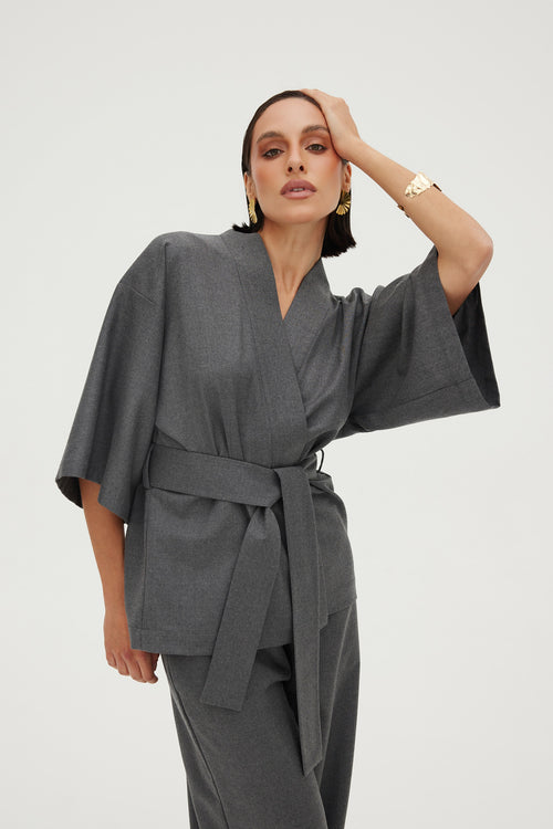 SET KIMONO I SPODNIE ZE 100% WŁOSKIEJ, PRZEWIEWNEJ WEŁNY — ‚GENEVA’