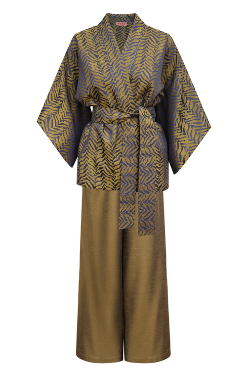 SET ,GOLDEN EVE’ KIMONO I SPODNIE Z WISKOZY