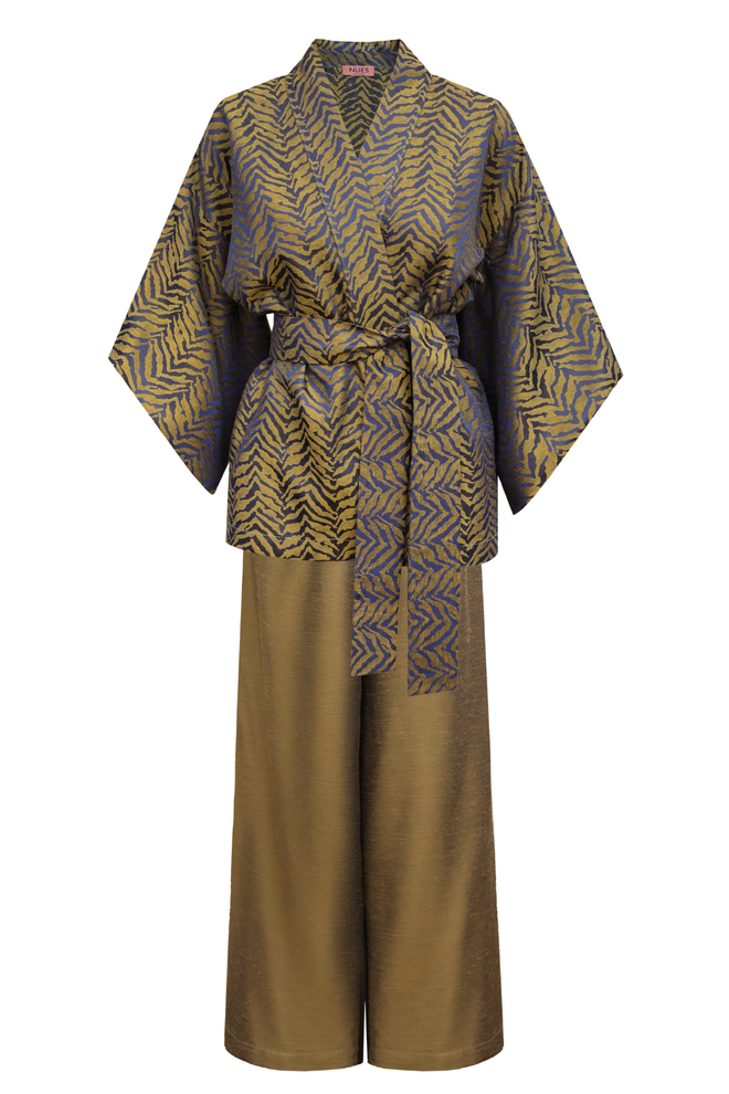 SET ,GOLDEN EVE’ KIMONO I SPODNIE Z WISKOZY