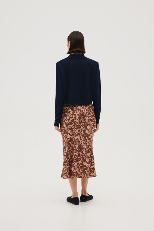 'SEPIA' VISCOSE SKIRT WITH FLORAL PRINT