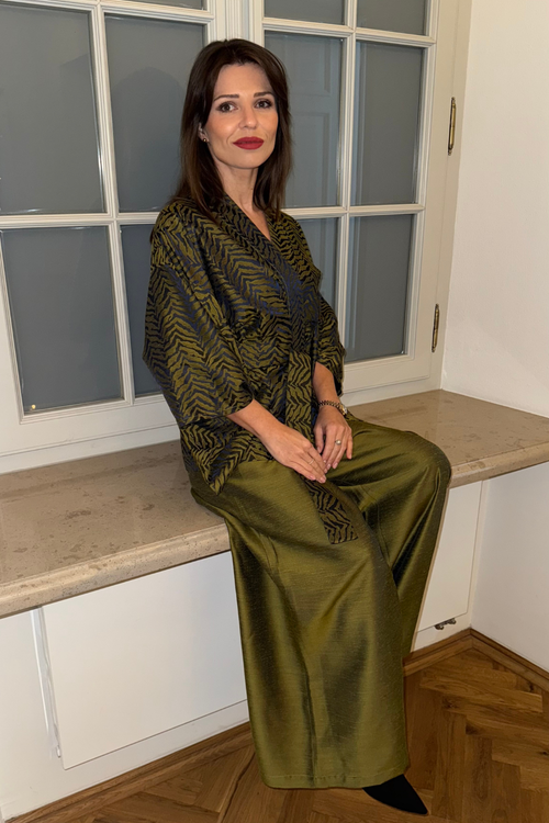 SET ,GOLDEN EVE’ KIMONO I SPODNIE Z WISKOZY