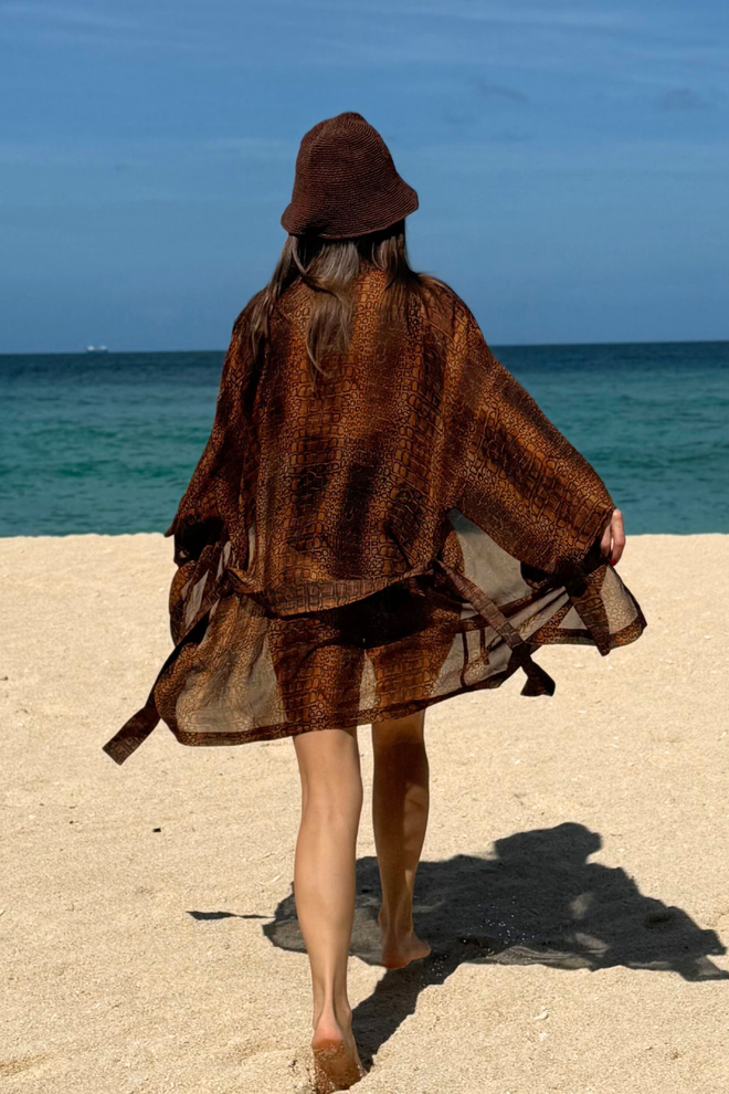 100% JEDWABNE KIMONO PLAŻOWE 'LET'S GO TO KENYA'