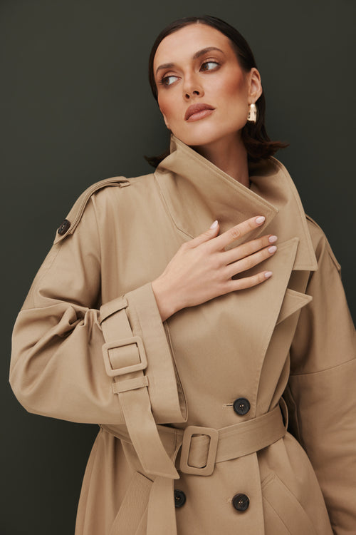 'AURORE' BEIGE TRENCH COAT WITH WIDE SLEEVES