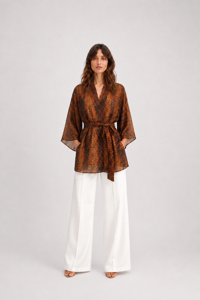100% JEDWABNE KIMONO PLAŻOWE 'LET'S GO TO KENYA'
