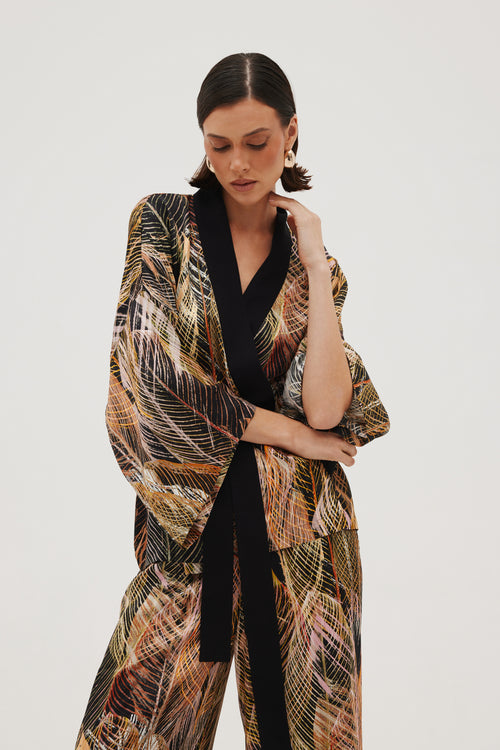KRÓTKIE KIMONO Z WISKOZY — ‘FLAMME’