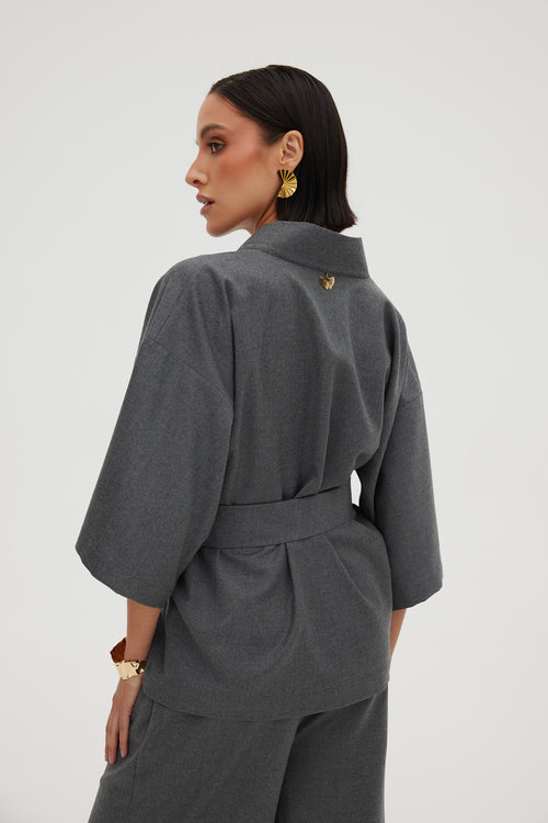SET KIMONO I SPODNIE ZE 100% WŁOSKIEJ, PRZEWIEWNEJ WEŁNY — ‚GENEVA’