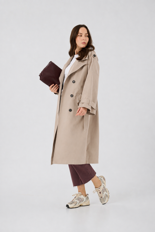 'AURORE' BEIGE TRENCH COAT WITH WIDE SLEEVES