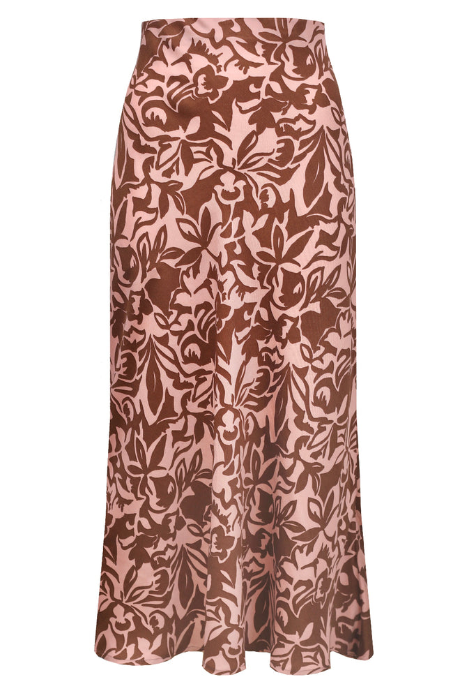 'SEPIA' VISCOSE SKIRT WITH FLORAL PRINT