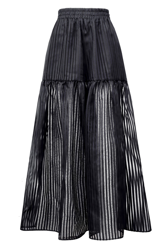 'ÉTHER' TRANSPARENT SILK AND WOOL SKIRT WITH SILK LINING