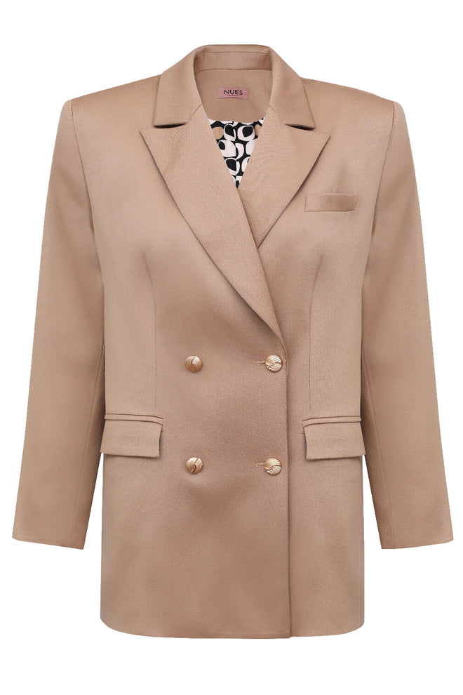 'LUMIÈRE' BEIGE WOOL AND CASHMERE JACKET WITH GOLD BUTTONS