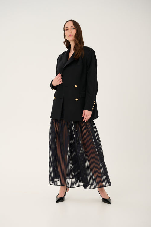'ÉTHER' TRANSPARENT SILK AND WOOL SKIRT WITH SILK LINING
