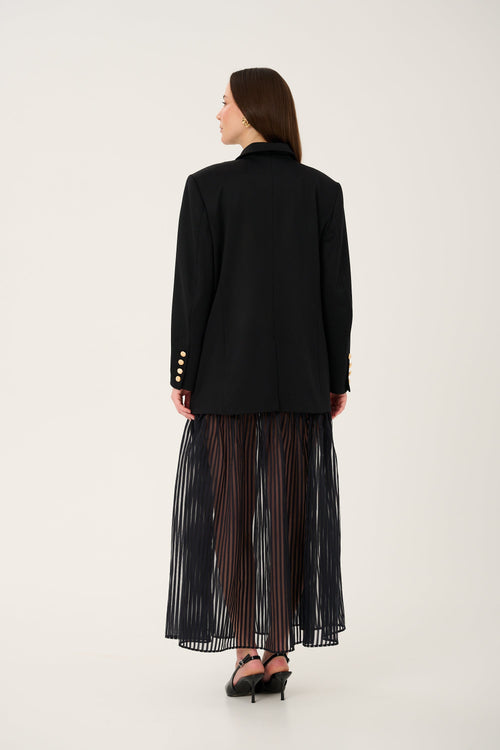 'ÉTHER' TRANSPARENT SILK AND WOOL SKIRT WITH SILK LINING