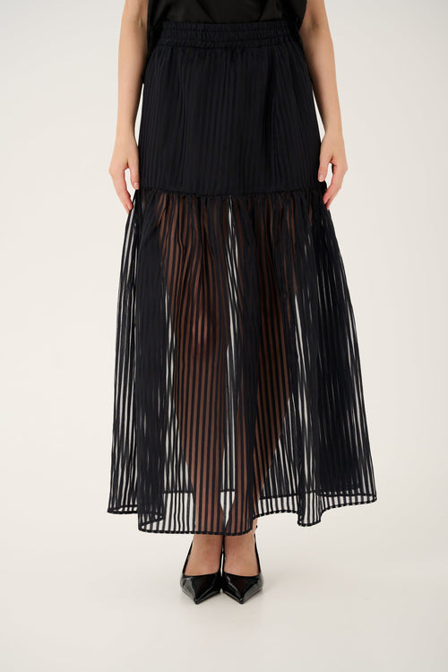 'ÉTHER' TRANSPARENT SILK AND WOOL SKIRT WITH SILK LINING