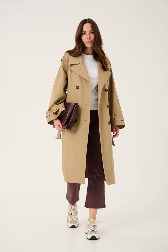 'AURORE' BEIGE TRENCH COAT WITH WIDE SLEEVES