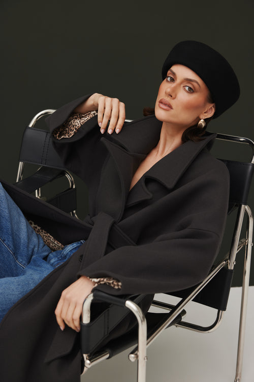 'BORDEAUX' CASHMERE AND WOOL COAT WITH KIMONO-STYLE SLEEVES