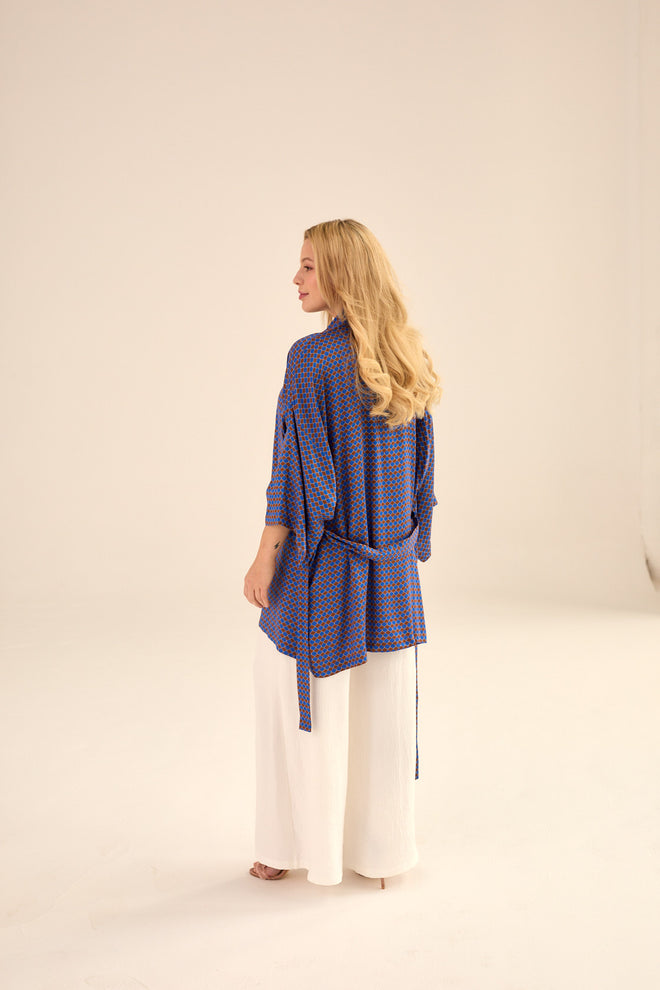 NIEBIESKIE KIMONO Z WISKOZY "MAJORELLE"